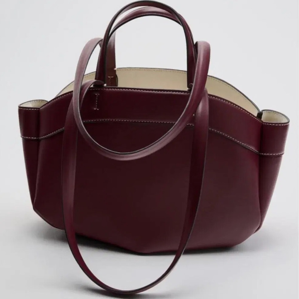 Zara Deep Burgundy Tote Bag